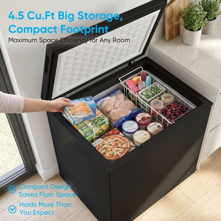 FMV FE70TB黒 TABU 5.0 Cu ft Chest Freezer, Top Open Door, Black, Garage Ready