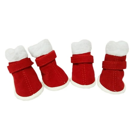 Gymnture christmas 4Pcs Pet Dogs Winter Shoes Windproof Booties Anti-slip Shoes Pet Dog Boots for Pet Dog 1 Yards Red