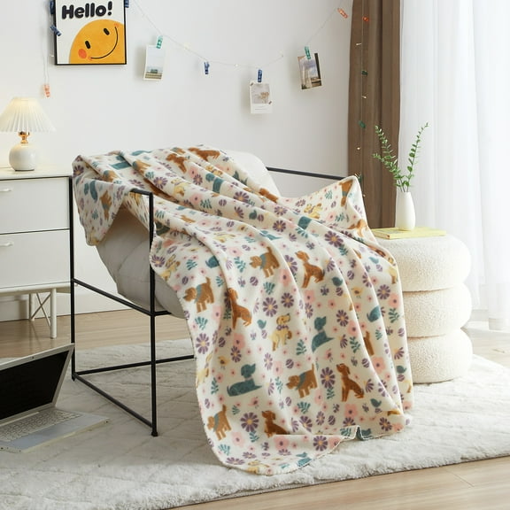 Mainstays Cozy Fleece Throw Blanket Dog 50" x 60", All Ages