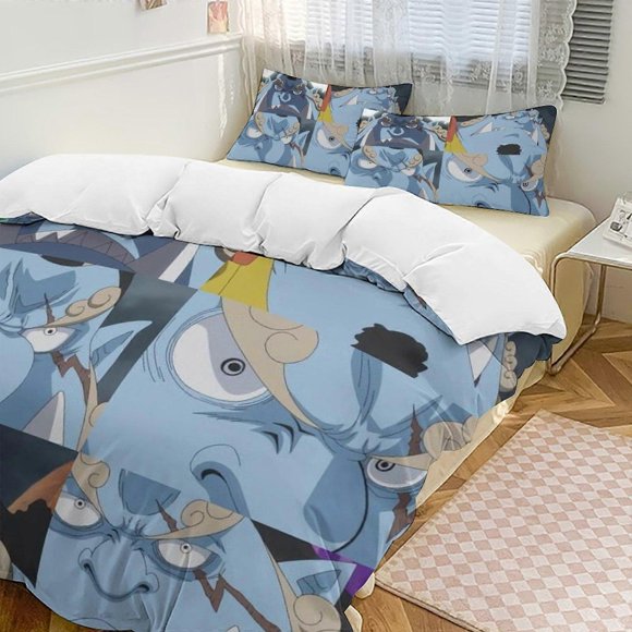 Bh333 Jinbe Bed Duvet Cover Funny Anime Cartoon Bedding Sets Lightweight 3 Piece Comforter Sets, 1 Duvet Cover And 2 Pillowcases ka333(Single135x200cm)