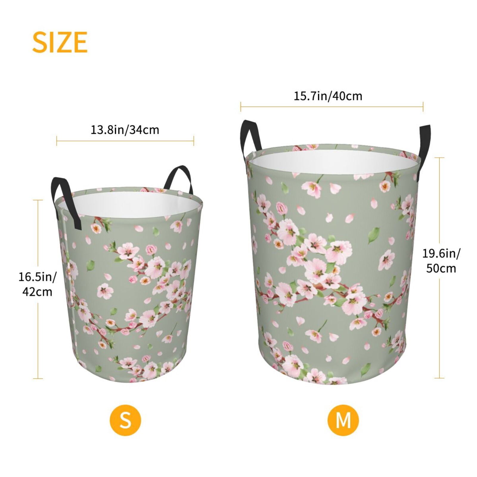 Large Laundry Basket with Handles - Elegant berry blossom Kids Baby Dirty Clothes Laundry Hamper for Bedroom Aesthetic