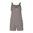 thumbnail image 6 of ZACPNCV Girls Overall Shorts Sleeveless Jumpsuits Cotton Linen Short Overalls Teen Girls Shortalls Adjustable Straps Romper Coffee 11-12 Years, 6 of 7