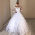 thumbnail image 2 of Elegant V-Neck Slim-Fit Trailing Wedding Dress Plus Size Long-Sleeved Lace Wedding Dress, 2 of 9