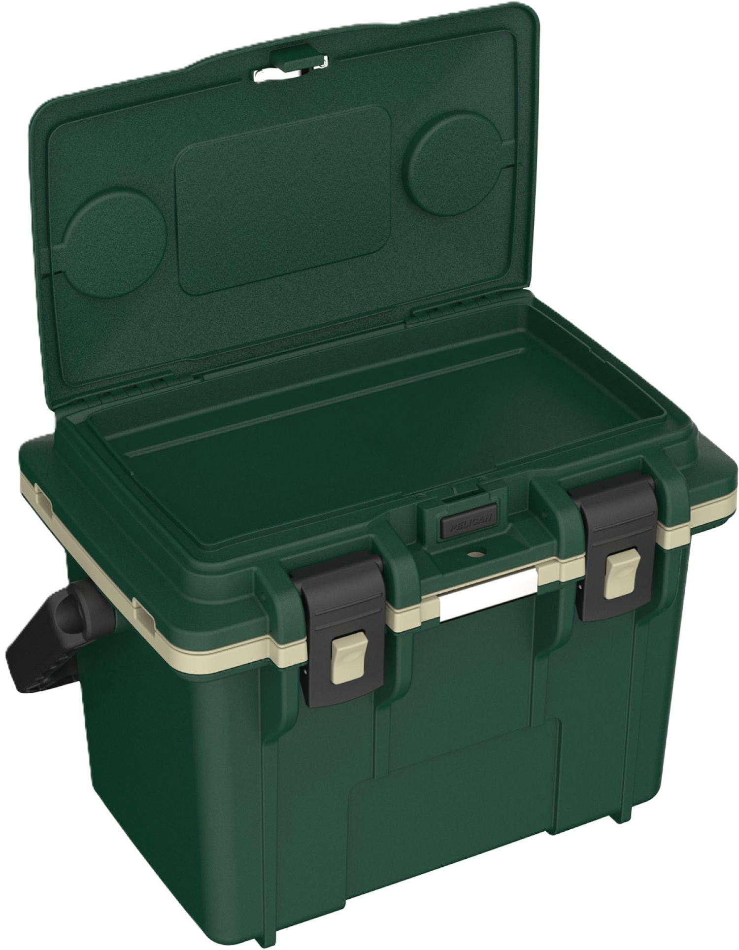 Pelican Elite Personal Cooler 14 Qt Hard-Sided Cooler with Removable tray, Dry Storage, Hunter Green with Tan