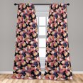 thumbnail image 4 of Ambesonne Floral Curtains, Tropical Flowers Summer Art, Pair of 28"x84", Dark Salmon Quartz Indigo, 4 of 5