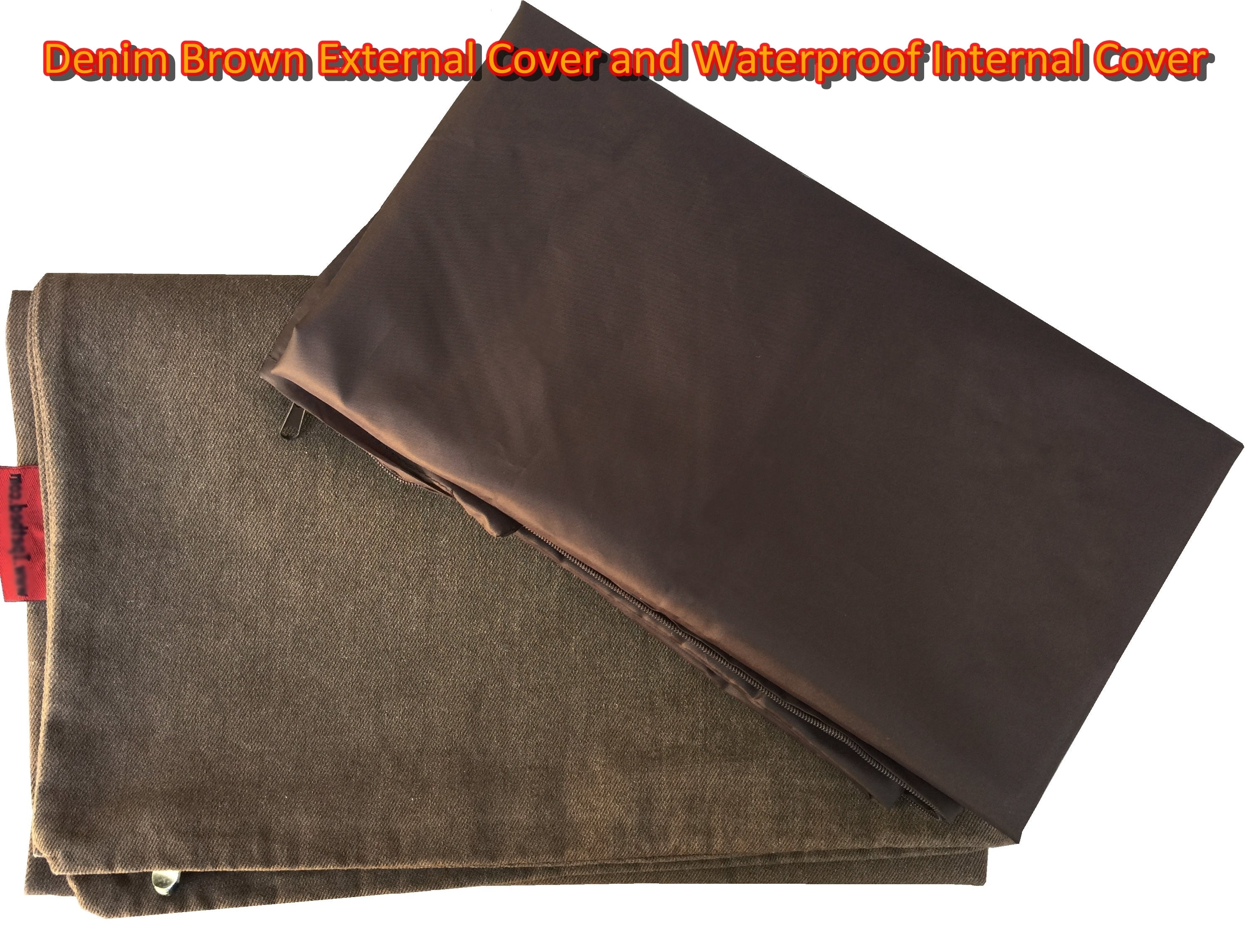 Dogbed4less 34"x27"x3" Memory Foam Platform Bed for Small to Medium Dog, Denim Brown Cover