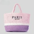 thumbnail image 1 of New European and American Straw Women's Bag Embroidered Letter Shoulder Bag Large Capacity Color Contrast Seaside Handbag-, 1 of 1