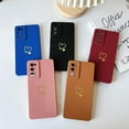 thumbnail image 5 of Heart Phone Case for Samsung Galaxy S20 FE 5G,Gold Plated Heart Pattern for Women Girls,Luxury Cute Side Soft Liquid Silicone Shockproof TPU Protective Case,Wine red, 5 of 5