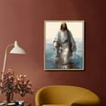 thumbnail image 2 of Nawypu Framed Jesus Wall Art Jesus Decor Walking In The Water Canvas Christian Religious Jesus Canvas Wall Decoration Bible Picture Poster Printing Living Room Painting Bedroom Church Ready To Hang, 2 of 4