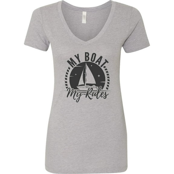 Inktastic My Boat My Rules Sailing Captain Women's V-Neck T-Shirt