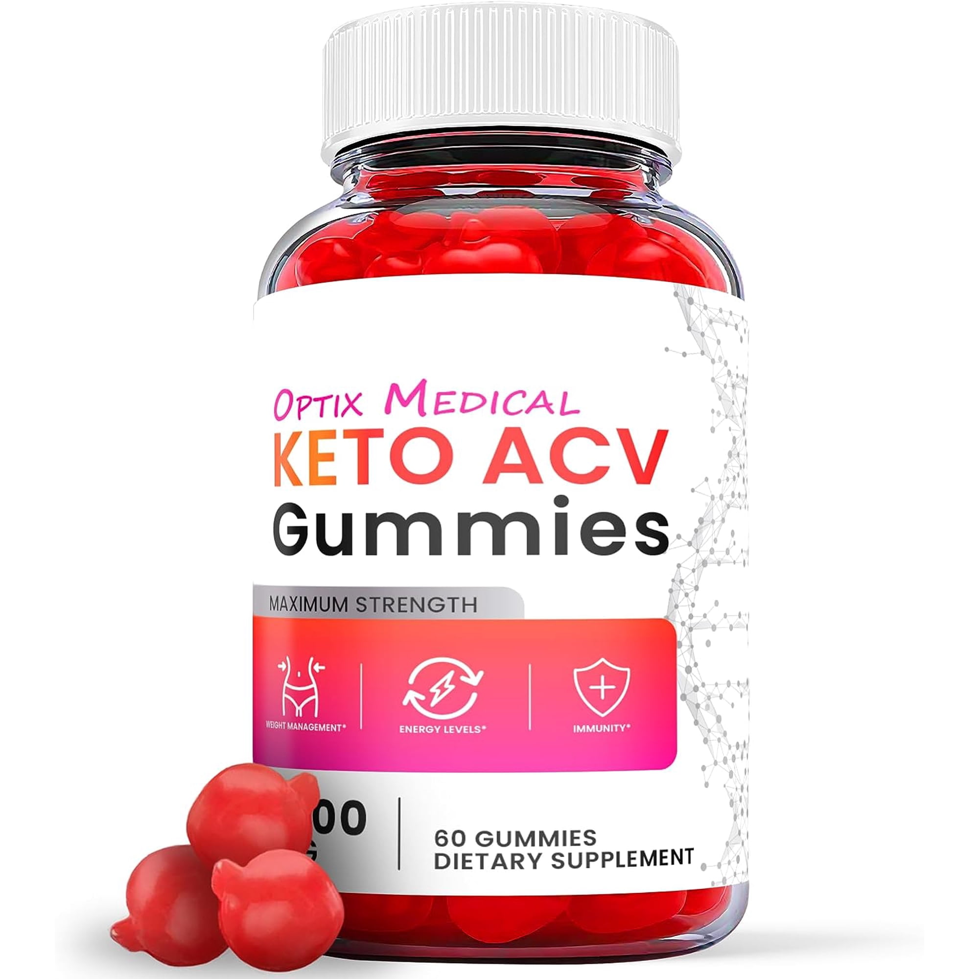 (1 Pack) Optix Medical Keto ACV Gummies - Apple Cider Vinegar Supplement for Weight Loss - Energy & Focus Boosting Dietary Supplements for Weight Management & Metabolism - Fat Burn - 60 Gummies