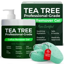 Tea Tree Callus Remover Gel | Professional-Grade Foot Exfoliant for Cracked Heels & Dry Feet | Instant Results & Soothing Hydration | Includes 3 Pumice Stones | 14 Fl Oz