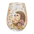 thumbnail image 2 of EBCUE Hand-Painted Floral & Animal Stemless Glasses, Decorative Glass Tumblers with Gold Rim, Artistic Bird, Dragonfly & Bee Print Cups for Home, Kitchen, Party, Bar Use, 2 of 7