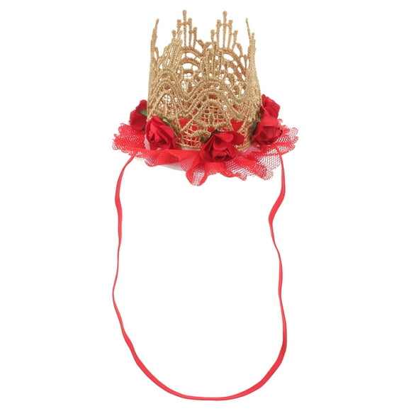 EeaseMX Baby's First Birthday Crown Rose Flower Encaje de malla Tocado Baby Girl 1st Birthday Hat Artículos de fiesta Sombrero de cumpleaños Photo Prop Diademas Accesorios para el cabello (Rojo)