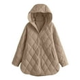 thumbnail image 4 of adviicd Long Jackets for Women Fashion Winter Coat for Women Business Casual Quilted Hooded Lightweight Jackets (Khaki, L), 4 of 5