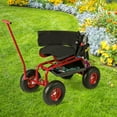 thumbnail image 2 of Topcobe Rolling Garden Cart with Height Adjustable Swivel Seat and Storage Basket, Garden Cart for Backyard-Red, 2 of 11