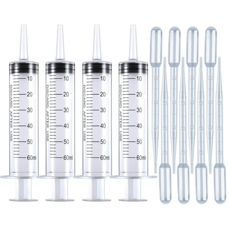 Large Syringe for Lip Gloss, 4-Pack 60ml Syringes and Pipettes for ...