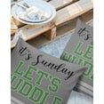 thumbnail image 2 of Pack of 2 Outdoor Pillow Covers, It's Sunday LET'S HUDDLE Gray Background Waterproof Square Throw Pillowcase Cushion Decorative Pillow Covers for Couch Patio Tent, 20x20 in, 2 of 6