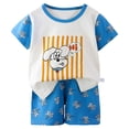 thumbnail image 1 of Nwiuh Ensemble Décontracté T-shirt à Col Rond à Manches Courtes et Short Tenue de Plage d'Été (Blanc, 5-6 Ans), 1 of 3