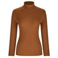 thumbnail image 4 of Women‘s Turtleneck Fall Winter Long Sleeve Sweater Jumper Warm Soft Ribbed Knitted Casual Solid Color Basic Slim Fit Pullover Tops(Coffee XL), 4 of 8