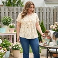 thumbnail image 3 of Agnes Orinda Women's Plus Size Peplum Tops Floral Half Placket Short Sleeves Casual Blouses 4X Light Yellow, 3 of 8