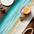 thumbnail image 3 of Turquoise Summer Beach Coastal Table Runner 120 Inches, Nautical Beige Seaside Bed Runner Dresser Scarves Tabletop for Indoor Outdoor Parties/Ceremony/Banquet, 13"x 120", 3 of 8