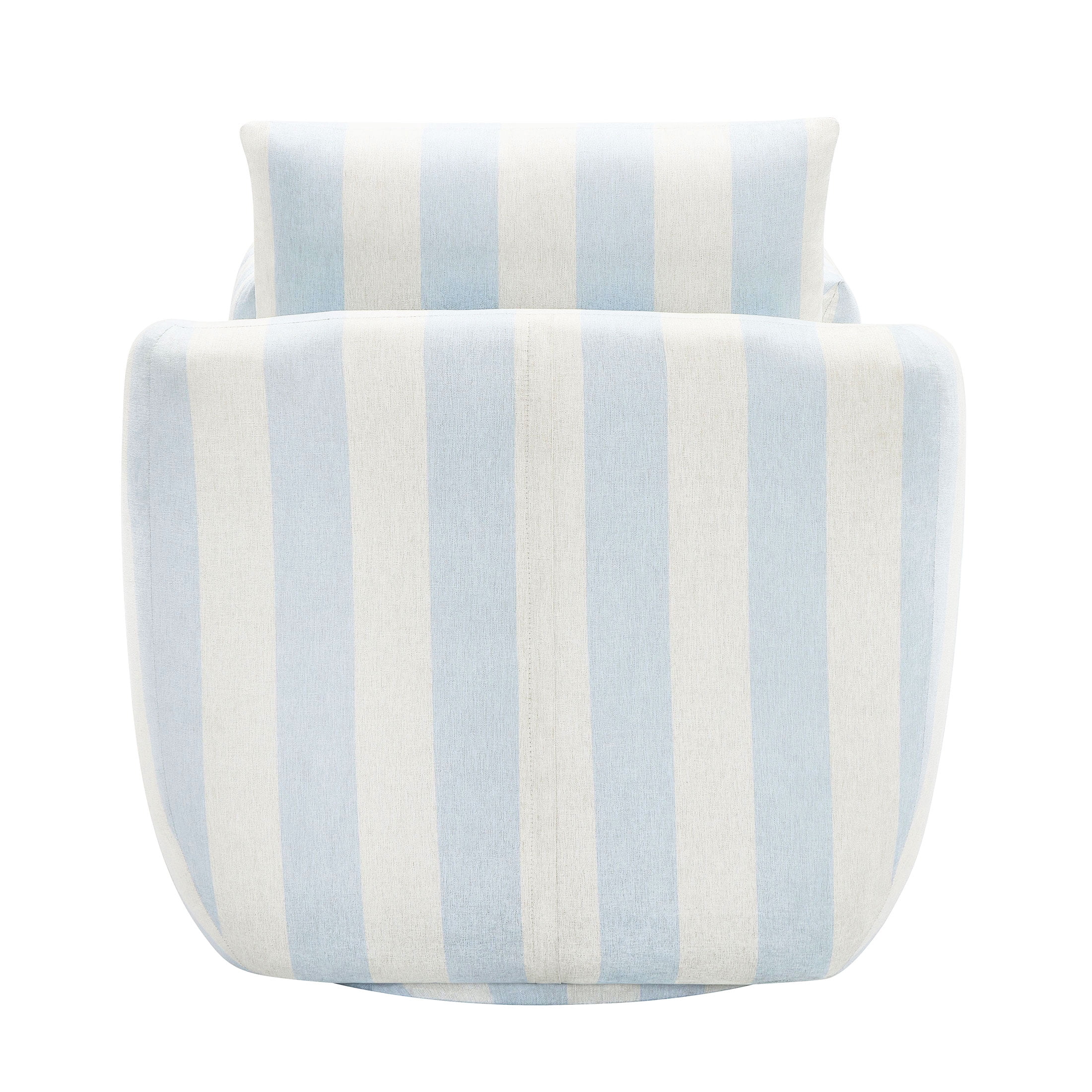 Beautiful Louisa Swivel Chair by Drew Barrymore, Hydrangea and Cream Stripe Fabric