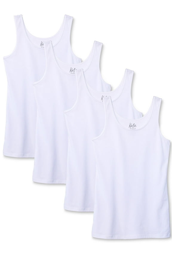 Women's 4-Pack Scoop Neck Tank Top Base Layer (XX-Large, White)