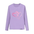 thumbnail image 2 of Girls Purple Long Sleeve Shirt with Heart Graphic - Soft Stretch Crewneck Top for Kids, Little & Big Kids (2-14 Years),Size 3-4 T, 2 of 6