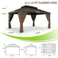 thumbnail image 2 of INTER HUT 12x16 FT Hardtop Gazebo Pavilion with Galvanized Steel Roof with Privacy Curtains and Textilene Nettings, 2 of 7