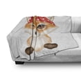 thumbnail image 2 of Fox Soft Flannel Fleece Throw Blanket, Drawing of Animal Wearing Polka Dotted Bandana, Cozy Plush for Indoor and Outdoor Use, 60" x 80", Apricot Dark Coral, by Ambesonne, 2 of 5