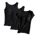 thumbnail image 2 of Jinhomg Plus Size Tank Tops Built in Bra for Women Casual Sleeveless Crew Neck Camisole 3 PC Basic Solid Summer Cami Shirts Black L, 2 of 3