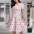 thumbnail image 2 of Closed Eyes And Pink Hearts Women's Classic Swing Skater Dress Casual Work Party Cocktail Dresses, 2 of 6