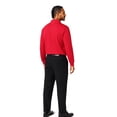 thumbnail image 4 of Zfeel High Performance Men's Long Sleeve Polo, Comfortable Poly Cotton Blend, Cherry Red, S, 4 of 5