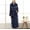 Navy, variant on QUNYINEY Fleece Women Robe Sleepwear Solid Long Gray Bathrobe Long Sleeve Jacquard Heavyweight Shawl Collar Belt Loungewear