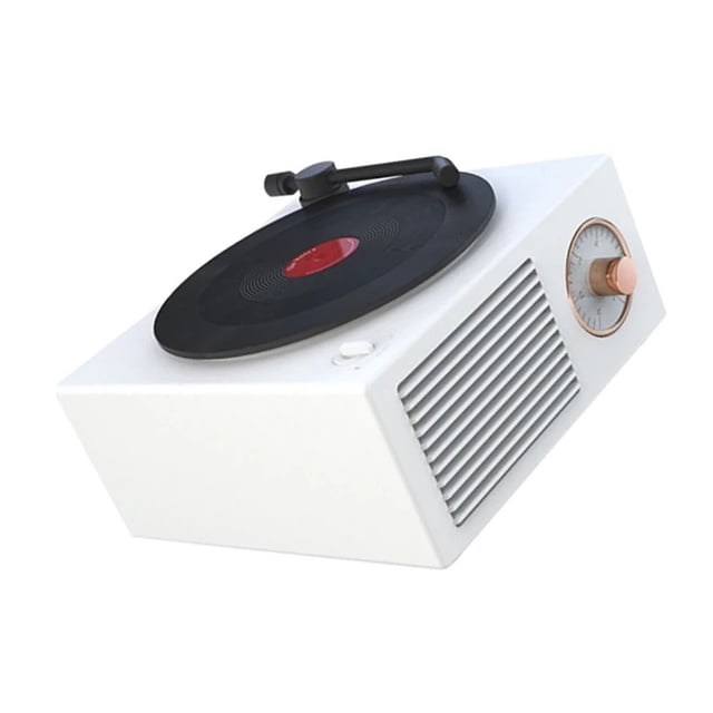 ZheElen Turntable Universal Multicolor Wireless Speaker Microphone Multi-Function Sound Box Record Player Home Desktop White