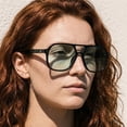 thumbnail image 3 of OPULIZE LUX Blue Light Glasses - Gaming & Computer Eyewear for Women Men - UV & Eyestrain Protection - Classic Aviator Style Glasses - Gradient Green Lenses, Black Frame - Pack of 1, 3 of 8