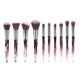 thumbnail image 5 of Kit de 10 brochas de maquillaje de cristal con cerdas blancas y moradas, para polvos y rubor (T-10-195), 5 of 6