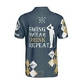 thumbnail image 3 of Personalized Swing Swear Drink Repeat Funny Golf Men 3D All Over Print Polo Shirt Size S-5XL, 3 of 5