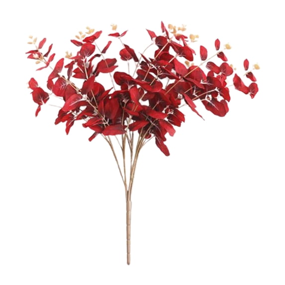Artificial Eucalyptus Leaves Stems Real Touch 20 Branches 6 Colors Available Red
