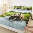thumbnail image 3 of Homewish Safari Bear Twin Sheet Set (3-Piece) Rustic Fish Hunting Fishing Decor For Boys Teens, 3 of 7