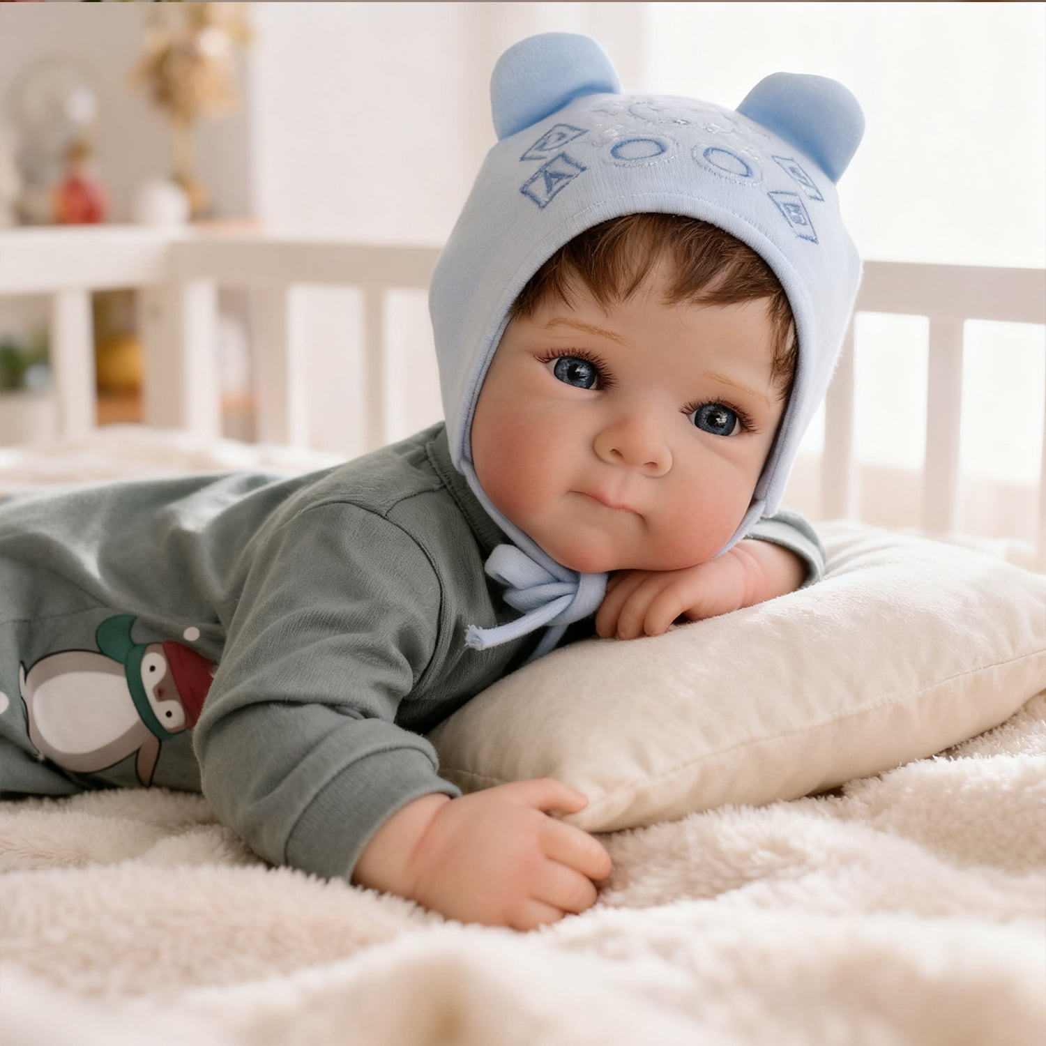 iCradle Adorable 18 Inch 45cm Reborn Baby Dolls Boy Soft Full Body Vinyl Handmade Realistic Newborn Babies Doll Boys Lifelike Baby Doll Toy for Age 3+ for Birthday Gift