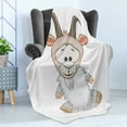 thumbnail image 4 of Goat Soft Flannel Fleece Blanket, Baby Ibex with Small Hooves Sitting on the Ground in a Cheerful Mood Childish Cartoon, Cozy Plush for Indoor and Outdoor Use, 50" x 60", Multicolor, by Ambesonne, 4 of 5