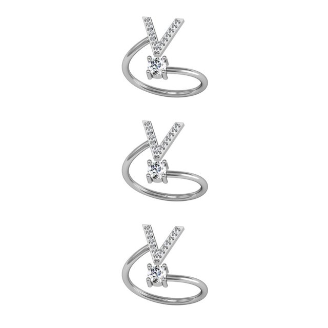 Guardurnaity Anillo abierto con letras mayúsculas, anillos chapados en diamantes de imitación portátiles, compras, maquillaje, joyería, Type1 NO1