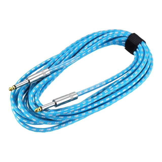 1 PCS Cable de instrumento para guitarra de 20 pies 1/4 pulgada a 1/4 pulgada recto 6.35mm cable de interconexión de audio trenzado azul