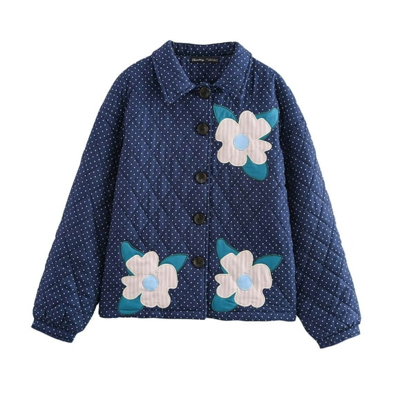 Wancir Quilted Jackets for Women Floral Printed Lightweight Jackets Cardigan Long Sleeve Quilted Coat