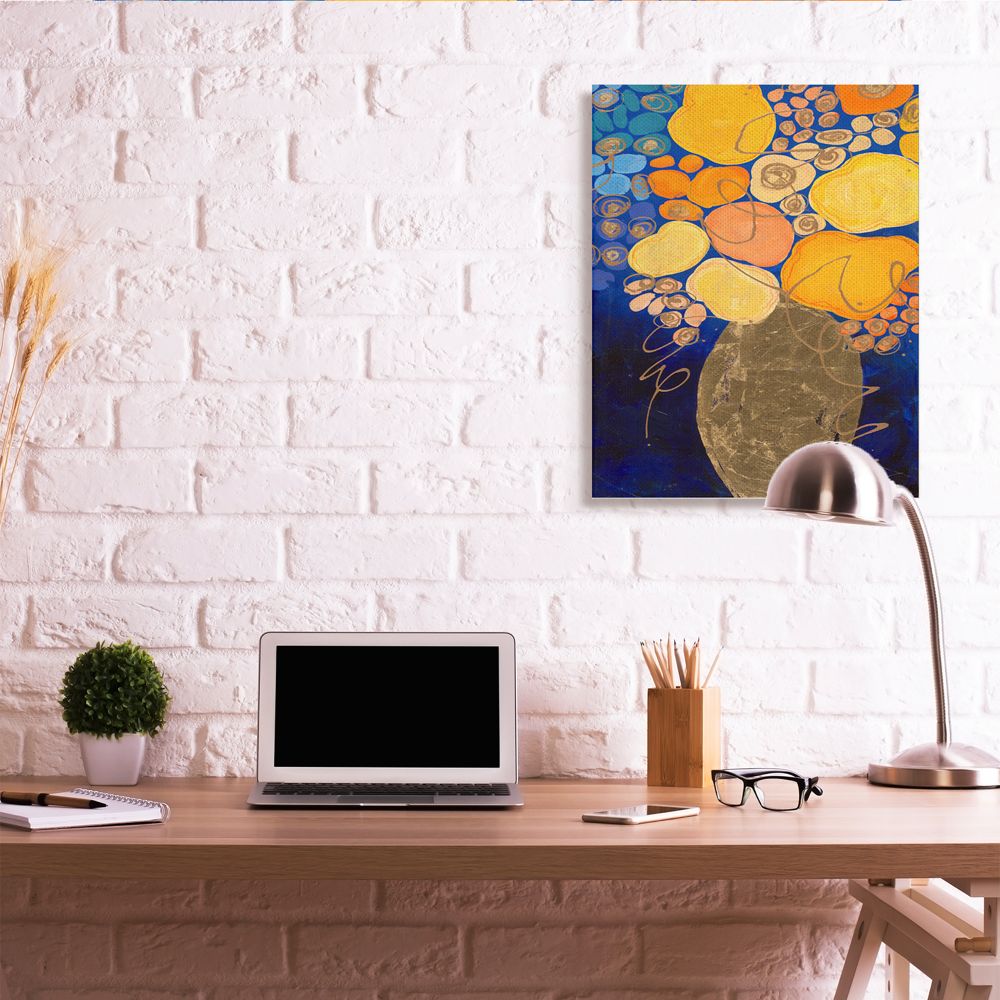 Stupell Industries Summer Floral Abstract Blue Orange Yellow Designed by Third and Wall