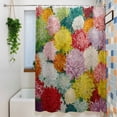 thumbnail image 3 of Watercolor Chrysanthemum Shower Curtain Set, Waterproof Shower Curtains for Bathroom, Vintage Abstract Oil Painting Floral Washable Fabric Bath Curtain for Bathtub Decoration with Hooks 72x78 Inches, 3 of 9