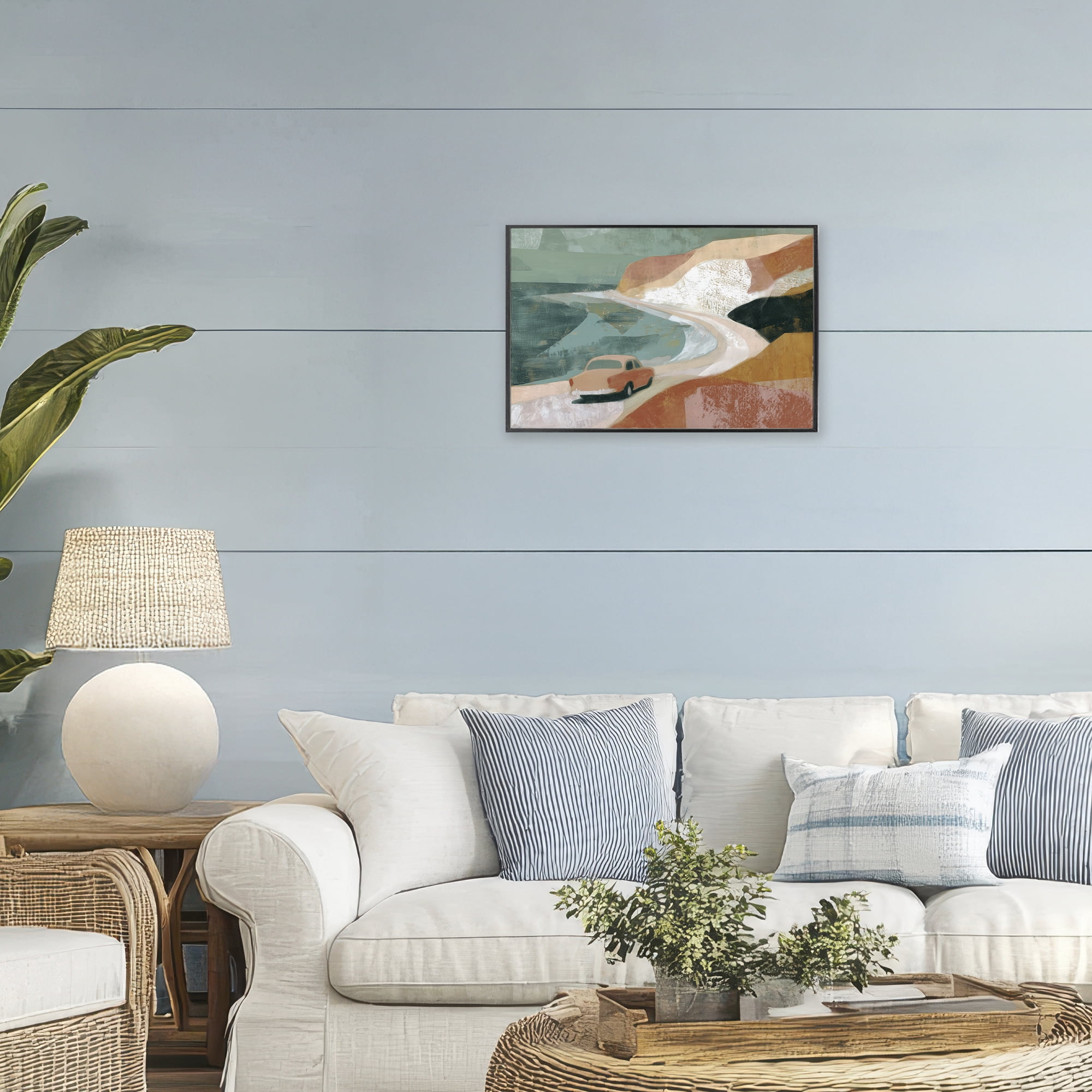 Stupell Industries Classic Car on Coastal Highway Black Framed Giclee Art, design by Chromatic Storm Studio