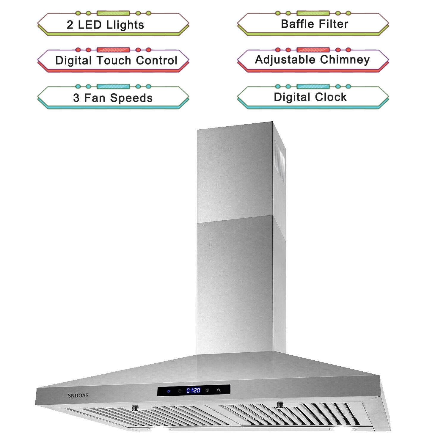 Joeaonz 30 Inch Stainless Steel Wall Mount Range Hood with LED Light & Touch Control